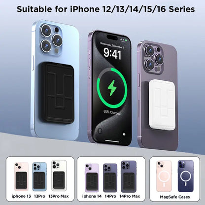 Revolutionary 10000mAh Magnetic Wireless Power Bank - Fast Charging, LED Display & Foldable Design for iPhone 12-16 Series - Compact & Stylish Silicone Black