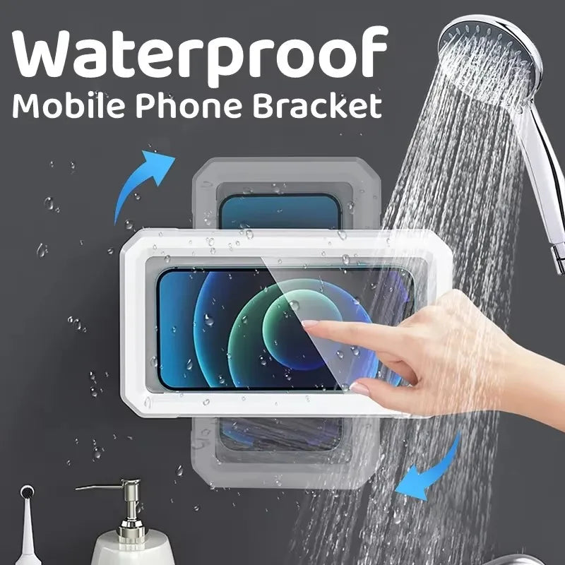 Waterproof Wall Mount Phone Holder 360° Rotatable Smartphone Storage Case