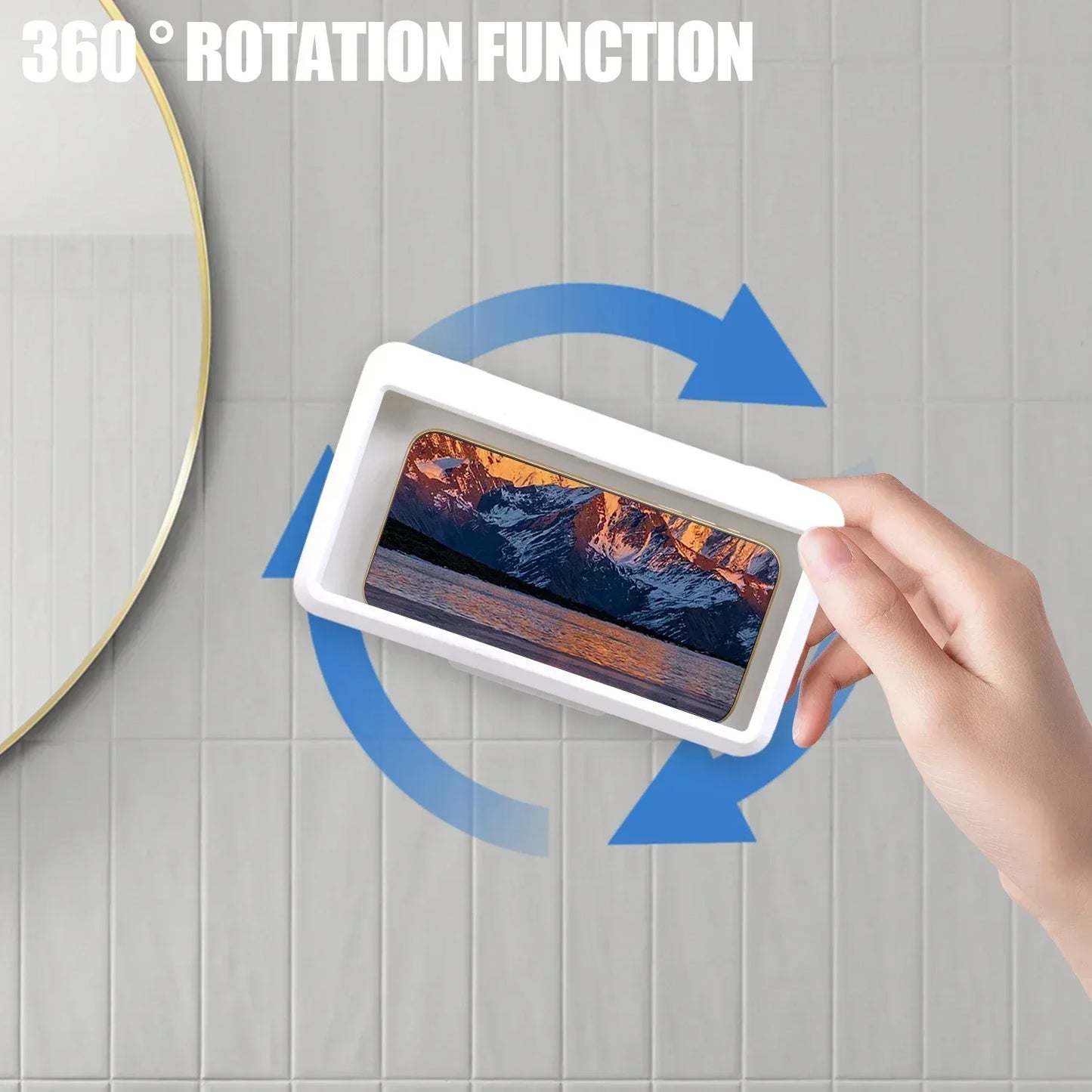 Waterproof Wall Mount Phone Holder 360° Rotatable Smartphone Storage Case