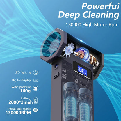 Air Blower 4 Gear Adjustable Turbo Blower Jet With Led Light Battery Display Cordless Compressed Air Duster