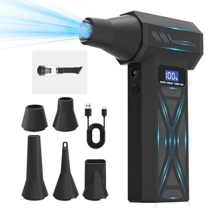 Air Blower 4 Gear Adjustable Turbo Blower Jet With Led Light Battery Display Cordless Compressed Air Duster