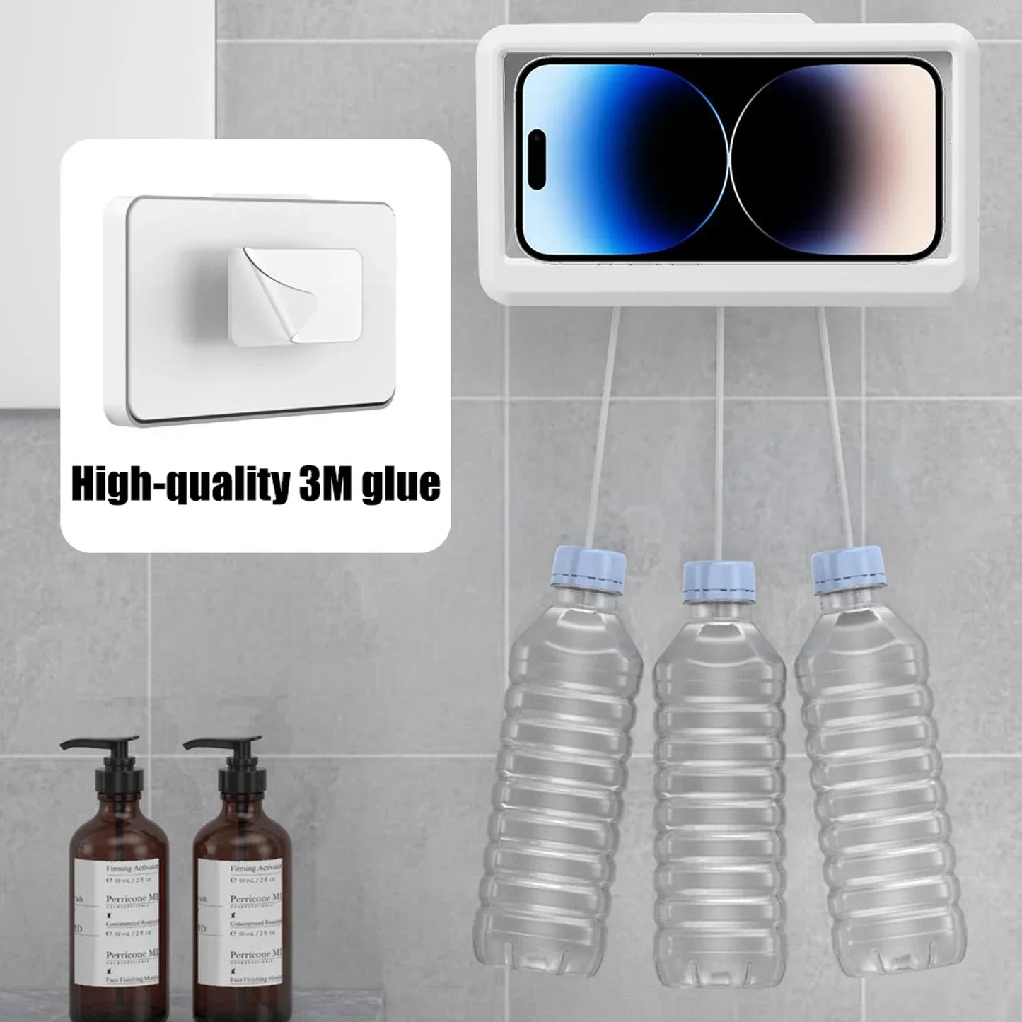 Waterproof Wall Mount Phone Holder 360° Rotatable Smartphone Storage Case