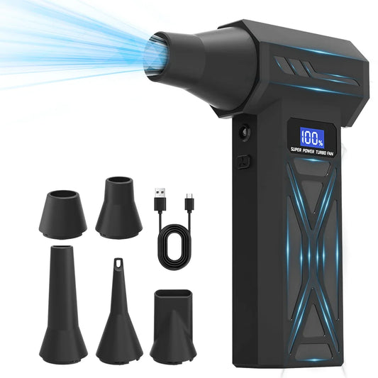 Air Blower 4 Gear Adjustable Turbo Blower Jet With Led Light Battery Display Cordless Compressed Air Duster